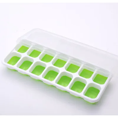 khay đá 14 viên đế mềm silicon có nắp đậy trong suốt khay đá 14 viên đế mềm silicon có nắp đậy trong suốt
