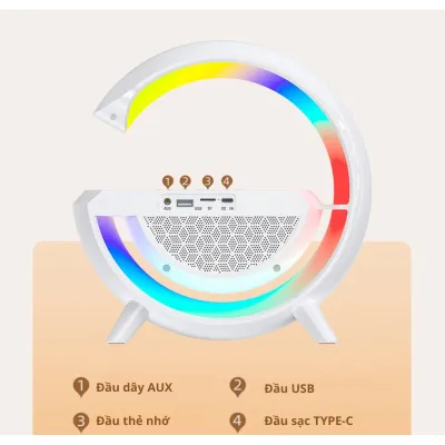 loa bluetooth | loa bluetooth chữ g bt2301 chế độ led rgb tích hợp sạc không dây siêu tiện lợi, kết hợp micro nghe gọi
