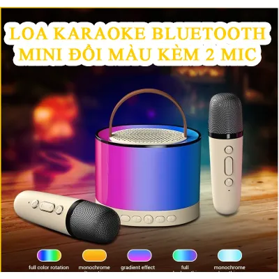 Loa Karaoke Bluetooth Mini Có Led Đổi Màu K52 Kèm 2 Mic Loa Karaoke Bluetooth Mini Có Led Đổi Màu K52 Kèm 2 Mic
