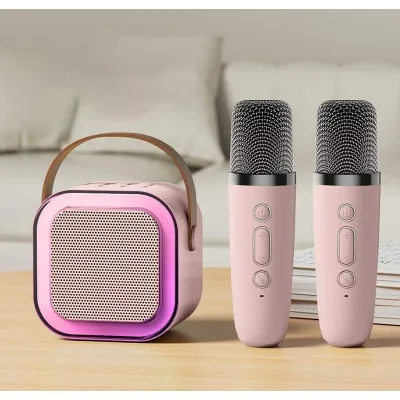 Loa Karaoke Bluetooth Mini K12 Có Đèn Led Kèm 2 Mic Không Dây Hát Hay Loa Karaoke Bluetooth Mini K12 Có Đèn Led Kèm 2 Mic Không Dây Hát Hay