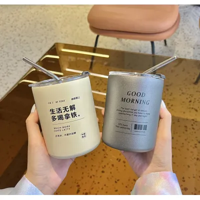 ly giữ nhiệt inox 304 2 lớp 360ml good morning - brown sugar kèm ống hút inox ly giữ nhiệt inox 304 2 lớp 360ml good morning - brown sugar kèm ống hút inox