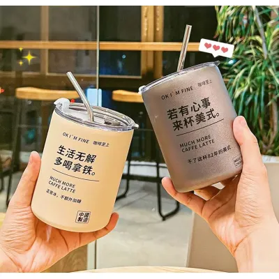 ly giữ nhiệt inox 304 2 lớp 360ml good morning - brown sugar kèm ống hút inox ly giữ nhiệt inox 304 2 lớp 360ml good morning - brown sugar kèm ống hút inox