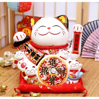 mèo thần tài gốm sứ - tượng mèo thần tài gốm 20cm mèo thần tài gốm sứ - tượng mèo thần tài gốm 20cm