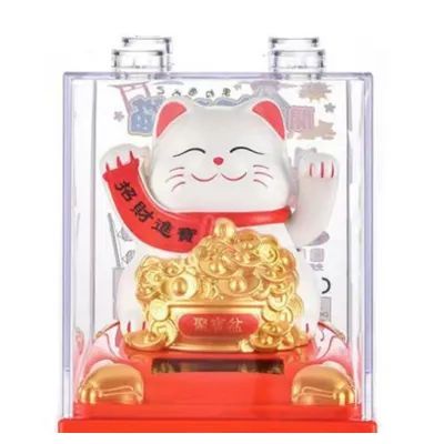 mèo thần tài ôm hũ vàng, túi vàng vẫy tay 9x8cm dùng pin năng lượng mặt trời mèo thần tài ôm hũ vàng, túi vàng vẫy tay 9x8cm dùng pin năng lượng mặt trời
