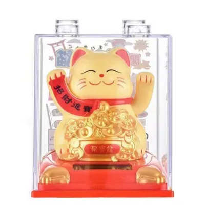 mèo thần tài ôm hũ vàng, túi vàng vẫy tay 9x8cm dùng pin năng lượng mặt trời mèo thần tài ôm hũ vàng, túi vàng vẫy tay 9x8cm dùng pin năng lượng mặt trời