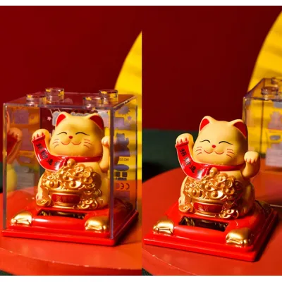 mèo thần tài ôm hũ vàng, túi vàng vẫy tay 9x8cm dùng pin năng lượng mặt trời mèo thần tài ôm hũ vàng, túi vàng vẫy tay 9x8cm dùng pin năng lượng mặt trời