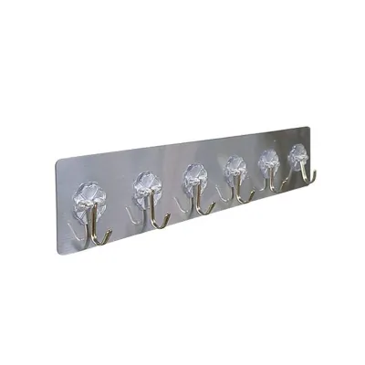 miếng dán 6 móc siêu dính thanh inox tiện lợi, đa năng miếng dán 6 móc siêu dính thanh inox tiện lợi, đa năng