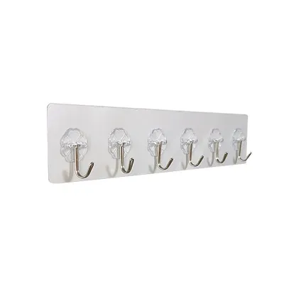 miếng dán 6 móc siêu dính thanh inox tiện lợi, đa năng miếng dán 6 móc siêu dính thanh inox tiện lợi, đa năng