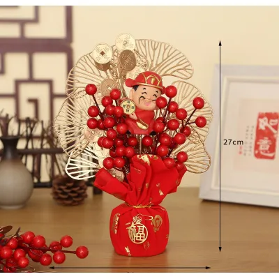 Nhánh Cây Thần Tài Tiền Vàng Decor Trang Trí Tết Cực Sang Trọng 27x21cm Nhánh Cây Thần Tài Tiền Vàng Decor Trang Trí Tết Cực Sang Trọng 27x21cm