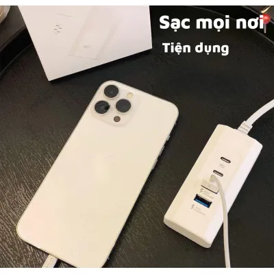 ổ cắm sạc điện thoại - ổ sạc điện thoại đăng năng 4 cổng hỗ trợ sạc nhanh