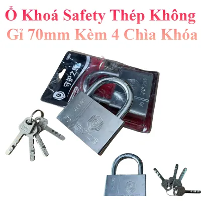 Ổ Khoá Safety Thép Không Gỉ 70Mm Cao Cấp Kèm 4 Chìa Khóa Siêu Bền Ổ Khoá Safety Thép Không Gỉ 70Mm Cao Cấp Kèm 4 Chìa Khóa Siêu Bền