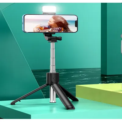 phụ kiện camera - máy ảnh | gậy chụp hình bluetooth f210s có đèn led 3 chân gấp gọn phụ kiện camera - máy ảnh | gậy chụp hình bluetooth f210s có đèn led 3 chân gấp gọn