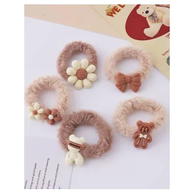 phụ kiện thời trang cho bé | set 5 cột tóc lông nhiều hình cho bé phụ kiện thời trang cho bé | set 5 cột tóc lông nhiều hình cho bé