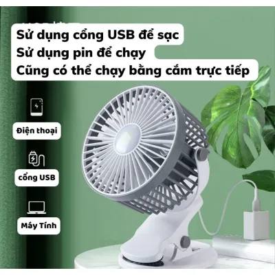 quạt kẹp bàn pin sạc có đèn led 3 chế độ siêu mát xoay 720 độ quạt kẹp bàn pin sạc có đèn led 3 chế độ siêu mát xoay 720 độ