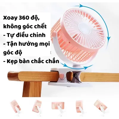 quạt kẹp bàn pin sạc có đèn led 3 chế độ siêu mát xoay 720 độ quạt kẹp bàn pin sạc có đèn led 3 chế độ siêu mát xoay 720 độ