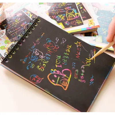 sổ tay ma thuật cầu vòng scratch note 14x10cm cho bé kèm bút tre sổ tay ma thuật cầu vòng scratch note 14x10cm cho bé kèm bút tre