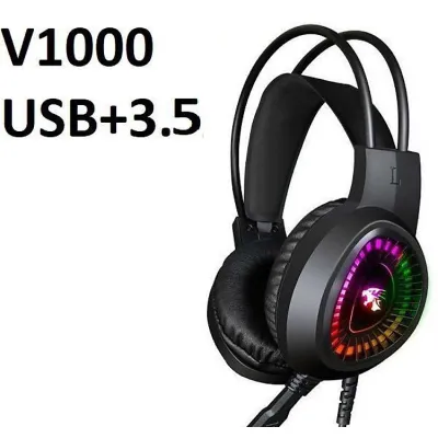 tai nghe headphone đầu báo v1000 led cầu vồng jack 3.5 + usb nghe hay tai nghe headphone đầu báo v1000 led cầu vồng jack 3.5 + usb nghe hay