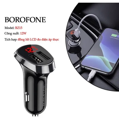 tẩu sạc xe hơi borofone bz15 12w 2.4a có lcd 2 cổng usb tẩu sạc xe hơi borofone bz15 12w 2.4a có lcd 2 cổng usb