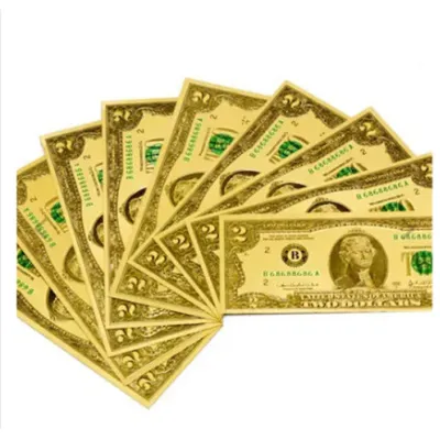 Tiền 2 Usd Plastic Mạ Vàng 1 Mặt Độc Đáo Sáng Tạo 15.5x6.5Cm Tiền 2 Usd Plastic Mạ Vàng 1 Mặt Độc Đáo Sáng Tạo 15.5x6.5Cm