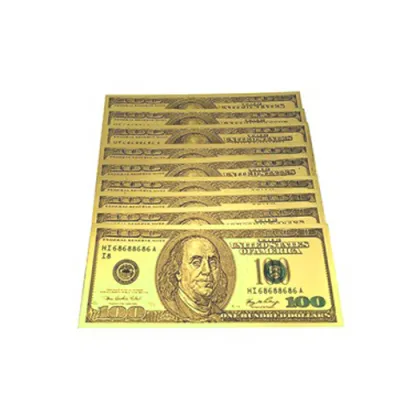 tiền phong thủy - 100 đô mạ vàng 10 tờ tiền phong thủy - 100 đô mạ vàng 10 tờ
