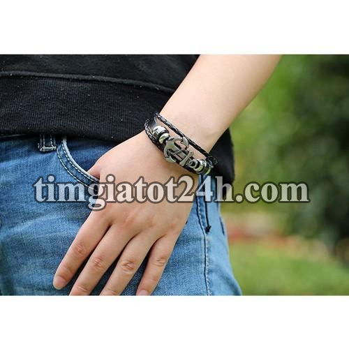 vòng tay da mỏ neo cá tính - hda0524 vòng tay da mỏ neo cá tính - hda0524