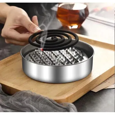 trang trí nhà cửa | khay inox thắp nhang muỗi, đốt trầm hương chống cháy