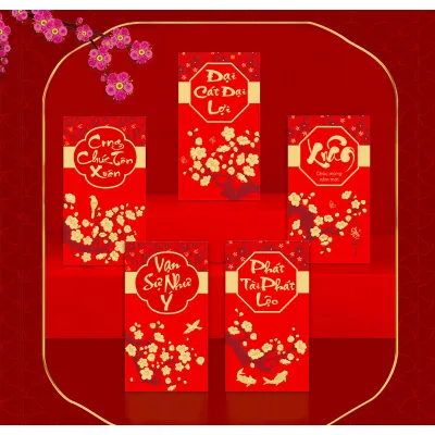 trang trí nhà cửa | set 6 bao lì xì tết chữ mạ vàng trang trí nhà cửa | set 6 bao lì xì tết chữ mạ vàng
