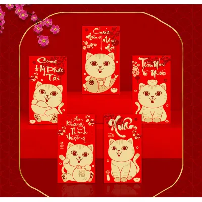 trang trí nhà cửa | set 6 bao lì xì tết chữ mạ vàng trang trí nhà cửa | set 6 bao lì xì tết chữ mạ vàng