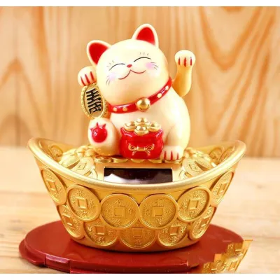 trang trí nhà cửa | tượng mèo thần tài may mắn ngồi vẫy tay trên thỏi vàng trang trí nhà cửa | tượng mèo thần tài may mắn ngồi vẫy tay trên thỏi vàng