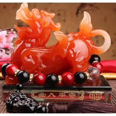 trang trí nhà cửa | tượng tỳ hưu để bàn phong thủy tặng kèm chuỗi hạt để bàn làm việc, xe hơi