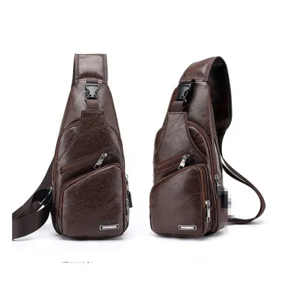 túi đeo chéo bằng da cao cấp 3 ngăn có khe sạc điện thoại